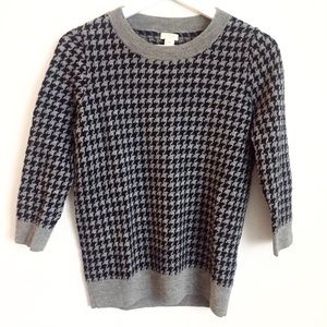 J Crew Navy and Grey Houndstooth Sweater